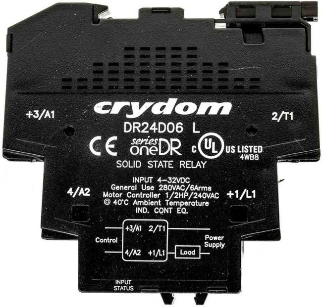 DR24D06, Solid State Relays - Industrial Mount 6A 240VAC Out 4-32VDC In, 11mm UL DR24D06, Solid State Relays - Industrial Mount 6A 240VAC Out 4-32VDC In, 11mm UL