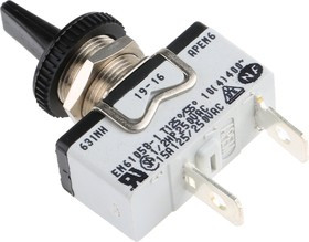 631NH/2, Toggle Switch, Panel Mount, On-Off, SPST, Tab Terminal