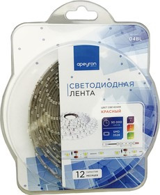 04BL (3528-60LED-IP65-R), Лента светодиодная, красный, 12В, 4.8Вт/м, 60SMD(3528)/м, IP65, 8мм, цена за катушку 5м