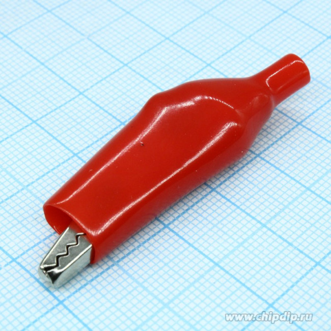 AG-110A-C (8-0027 red), Зажим "Крокодил" с изолятором красный, 10А, 43.5мм