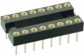 D2814-42, D2 2.54 mm, 7.62 mm Pitch Vertical 14 Way, Through Hole Standard Pin Open Frame IC Dip Socket, 1A