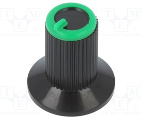 GTC6M-18X19-355C, Ручка, с юбкой, пластмасса, Диам.оси 6мм, O10x19мм, черный