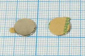 Магнит 10,0x 1,0, цилиндр, Ni, клеящий слой