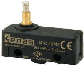 MN2PUM3, Микропереключатель 10А 250VAC с плунжером