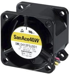 9WL0412P3G001, San Ace 9WL Series Axial Fan, 12 V dc, DC Operation, 33.5m³/h, 4.8W, 400mA Max, IP68, 40 x 40 x 28mm