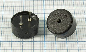 Излучатель звука пьезоэлектрический без генератора 12.7x 7мм, 1~30В, 4.0 кГц, шаг 5мм; зп 12,7x 7\1~