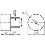 Излучатель звука пьезоэлектрический без генератора 12.7x 7мм, 1~30В, 4.0 кГц, шаг 5мм; зп 12,7x 7\1~