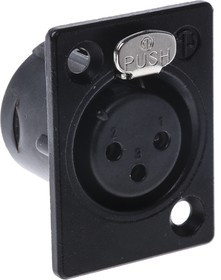 NC3FP1BAG, Panel Mount XLR Connector, Female, 50 V, 3 Way, Silver over Nickel Plating