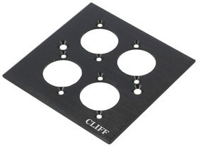 CP30500C, Faceplate, 4 Way XLR Format, Branded, Black Finished Aluminium Faceplate