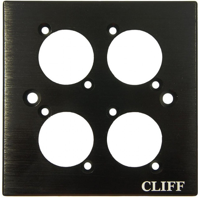 CP30500C, Faceplate, 4 Way XLR Format, Branded, Black Finished Aluminium Faceplate