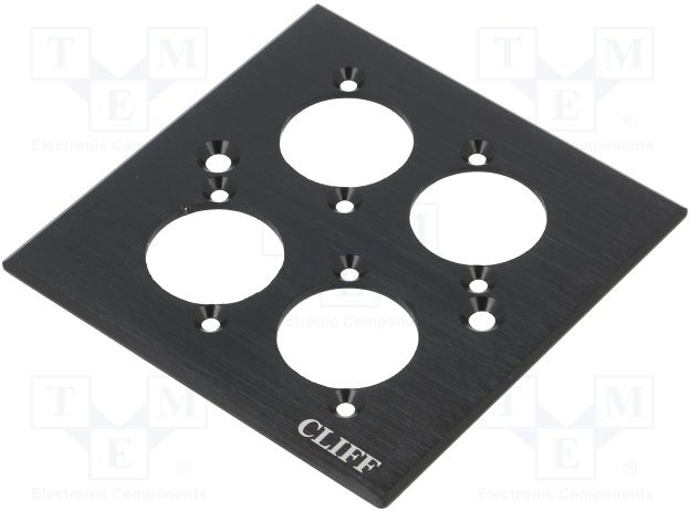 CP30500C, Faceplate, 4 Way XLR Format, Branded, Black Finished Aluminium Faceplate