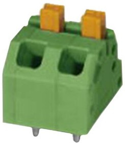 PCB terminal, 2 pole, pitch 5 mm, AWG 24-16, 16 A, spring-clamp connection, green, 1862411