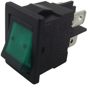 H8553VBNAE, Клавишный переключатель, Выкл.-Вкл., DPST, С Подсветкой, Панель, Зеленый, Серия 8500 H8553VBNAE, Клавишный переключатель, Выкл.-Вкл., DPST, С Подсветкой, Панель, Зеленый, Серия 8500