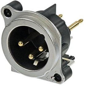 NC3MBV, XLR Connectors 3C MALE PCB RECEPTACLE