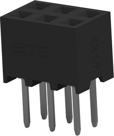 2314822-6, PCB Receptacle, Плата - к - плате, 2 мм, 2 ряд(-ов), 6 контакт(-ов), Монтаж в Сквозное Отверстие