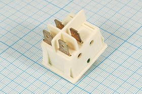 Белый выключатель 2-х полюсный с зелёной подсветкой 220В/10А, c фиксацией; №10202W Пкл\\10\2xON-OFF\\бел\ ILзел\\4T\IRS201-6C\