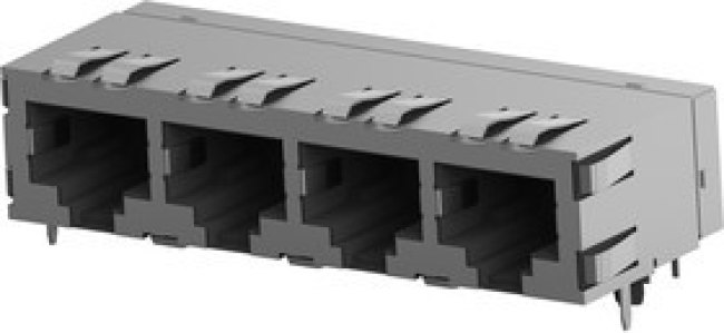 5406203-3, Conn RJ-45 F 32 POS 2.54mm Solder RA Thru-Hole 32 Terminal 4 Port Cat 5 Tray