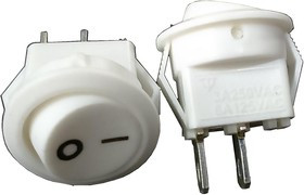 SMRS-101-2C3-W/W, Переключатель ON-OFF (3A 250VAC/6А 125VAC) SPST 2P, белая клавиша и белый корпус