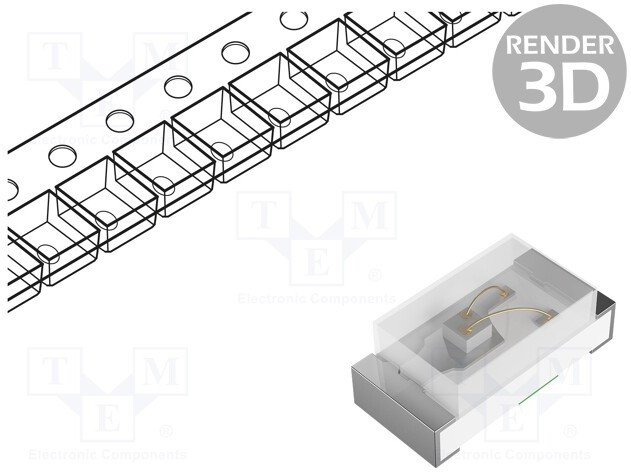 OSB50402C1C, LED; SMD; 0402; blue; 25?40mcd; 1x0.5x0.4mm; 120°; 2.7?3.3V; 5mA