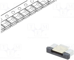 DS1020-09-8VBT1A-R, Разъем: FFC (FPC); горизонтальный; PIN: 8; ZIF; SMT; 500мА; луженые