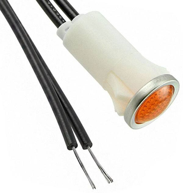 1031D3, Panel Mount Indicator Lamps AMBER DIFFUSED 1/2" MOUNTING HOLE