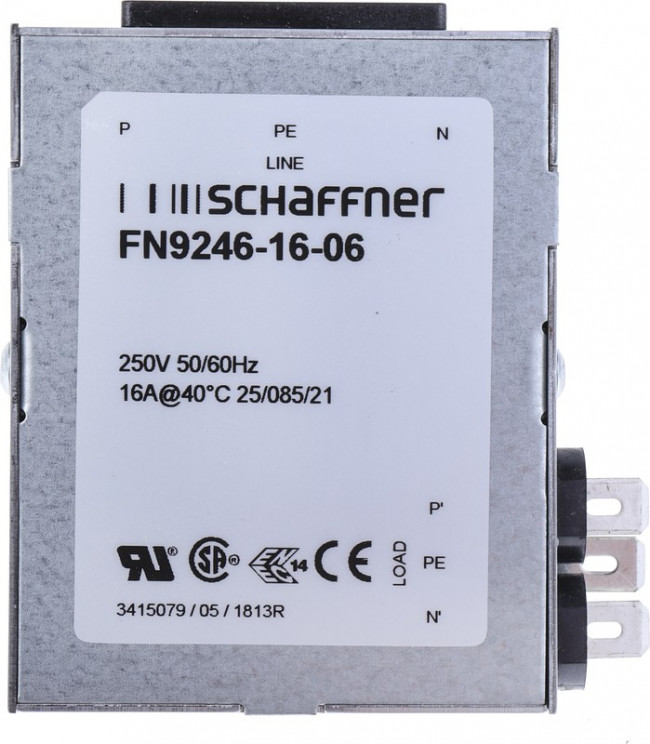 FN9246-16-06, AC Power Entry Modules 16A FASTON IEC INLET W/EARTH LINE CHOKE