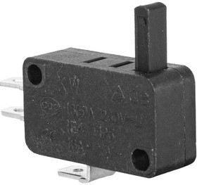 KW7-29, Микропереключатель с удлиненным штоком , 16х10.5х28 мм, ON-(ON), 3P, 250 В, 5 А, 30 мОм, -25...+85 °C