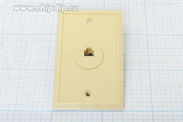 Разъем телефонный 6P4C-6C розетка, контакты 6P, на блок, внутренний провод