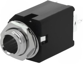 ACJM-MN-2, Гнездо, Jack 6,35мм, "мама", mono, прямой, на панель, THT, луженые