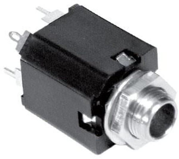 ACJM-MN-2, Гнездо, Jack 6,35мм, "мама", mono, прямой, на панель, THT, луженые