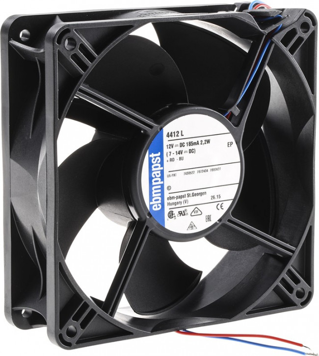4412L, DC Fans DC Tubeaxial Fan, 119x119x38mm, 12VDC, 88.3CFM, 2.5W, 37dBA, 2700RPM, Ball 4412L, DC Fans DC Tubeaxial Fan, 119x119x38mm, 12VDC, 88.3CFM, 2.5W, 37dBA, 2700RPM, Ball