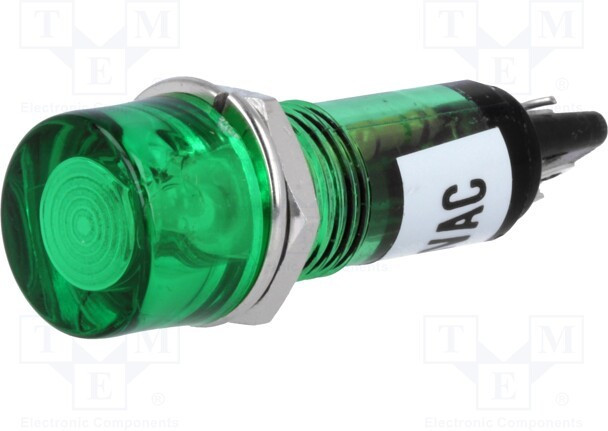NI-1FGN, Индикат.лампа: с неоновой лампой типа FLUO, плоский, зеленый