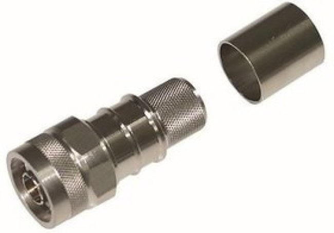 EZ-600-NMH-PL-X, RF Connectors / Coaxial Connectors N-Male (plug) crimp for LMR-600-LLPL/non-solder pin; hex/knurl nut, no braid trim