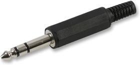 PSG02790, Телефонный аудио разъем, 3 контакт(-ов), Штекер, 6.35 мм, Монтаж на Кабель