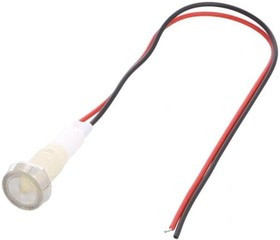 IND10P-110W-W, Индикат.лампа LED, плоский, 110ВDC, 110ВAC, Отв d10мм, пластик
