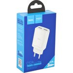 Блок питания (сетевой адаптер) HOCO C52A с 2 USB портами 2,1 A белый