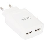 Блок питания (сетевой адаптер) HOCO C52A с 2 USB портами 2,1 A белый