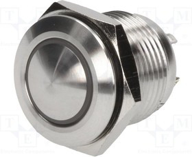 V16-10N-12B-S, Переключатель антивандальный, Положения 2, SPST-NO, 2A/36ВDC