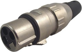 700-0300, Аудио разъем XLR, 3 контакт(-ов), Гнездо, Монтаж на Кабель, Контакты с Покрытием из Серебр