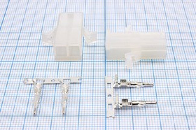 Штекер питания Mini-Fit 1 ряд на 2 контакта, шаг 4.5мм; №14098 штек пит MFE\1x 2\P4,5\пан\\MFE-1x2M\