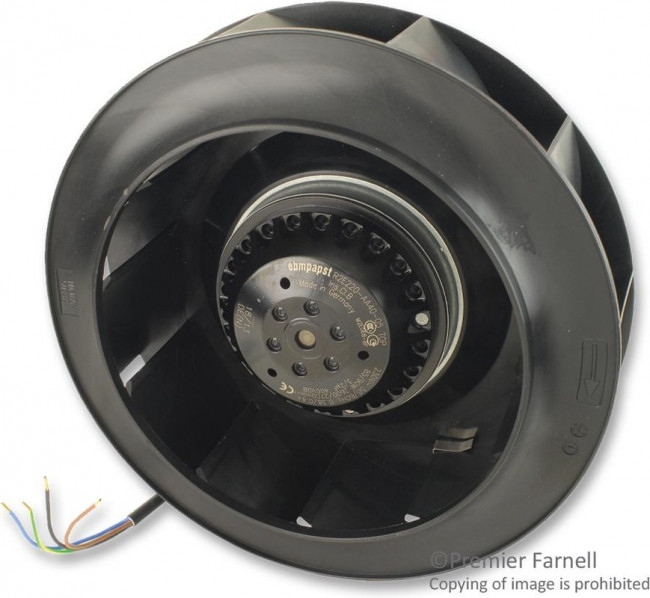 R2E220-AA40-05, R2E220 Series Centrifugal Fan, 230 V ac, 865m³/h, AC Operation R2E220-AA40-05, R2E220 Series Centrifugal Fan, 230 V ac, 865m³/h, AC Operation
