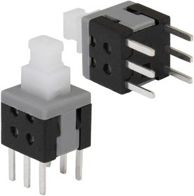 PB22E06 без фиксации 6x6x10 mm, Миниатюрная кнопка без фиксации PB22E06, DPDT, 6x6x10 мм, 0,1 А, 30 В, 70 мОм, монтаж на плату