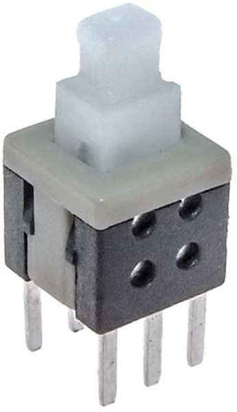 PB22E06 без фиксации 6x6x10 mm, Миниатюрная кнопка без фиксации PB22E06, DPDT, 6x6x10 мм, 0,1 А, 30 В, 70 мОм, монтаж на плату