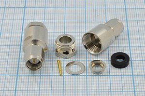 Штекер SMA на кабель RG58 прижимной, позолоченный центральный контакт; №962 шт SMA\RG58\\\ Штекер SMA на кабель RG58 прижимной, позолоченный центральный контакт; №962 шт SMA\RG58\\\