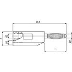 Переходник:штекер BANANA 2мм на гнездо BANANA 2мм и боковое гнездо для кабеля до 2мм,синий,№12603B ш
