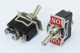 Рычажный переключатель (тумблер), 220В, 10А, переключение ON-OFF-ON, d12.2, контакты 3Cвинт, KN3B-103A