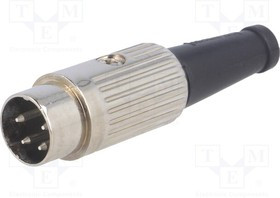 610-0400, Вилка; DIN; "папа"; PIN: 4; Конф: 216°; прямой; на провод; пайка; 34В