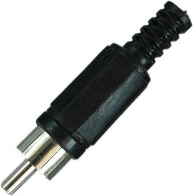 Разъем RCA штекер пластик на кабель, черный, PL2146