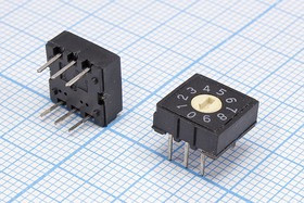 DIP переключатель на 10позициий, шаг 2.54мм; №2596 ПDIP-10\ 6P2,54\0-9 10поз\\RH-3\[RH3F-10R]