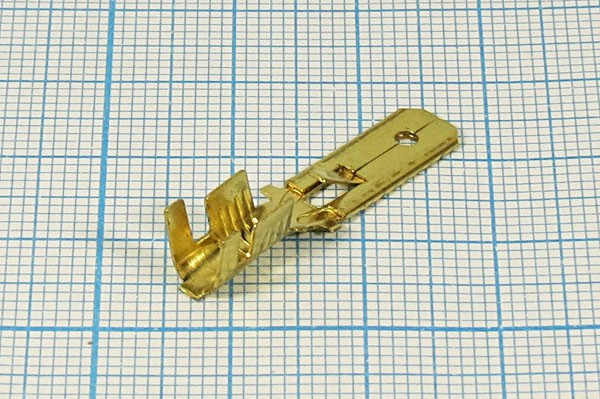 Клемма вилка, 6,3x0,8, 2,5-6мм2, латунь, защелка